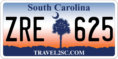 SC license plate ZRE625