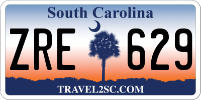SC license plate ZRE629