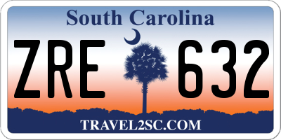 SC license plate ZRE632