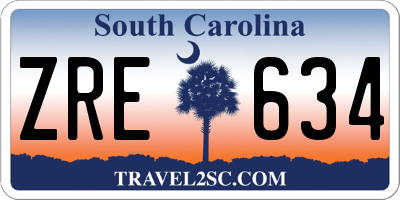 SC license plate ZRE634