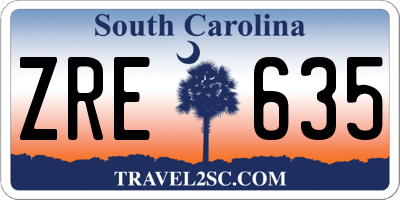 SC license plate ZRE635