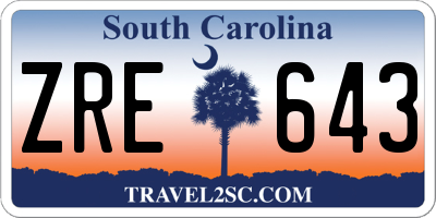 SC license plate ZRE643