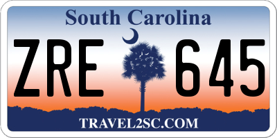 SC license plate ZRE645