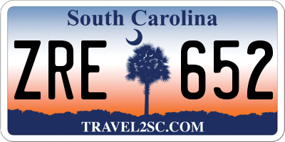 SC license plate ZRE652