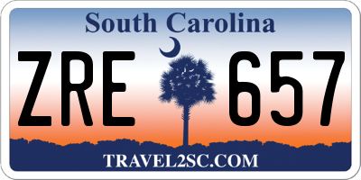 SC license plate ZRE657