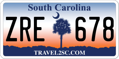 SC license plate ZRE678