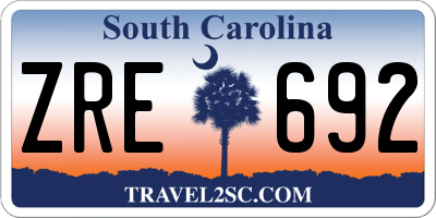 SC license plate ZRE692