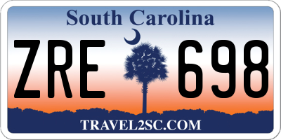 SC license plate ZRE698