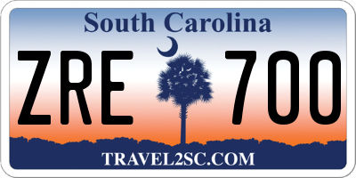 SC license plate ZRE700