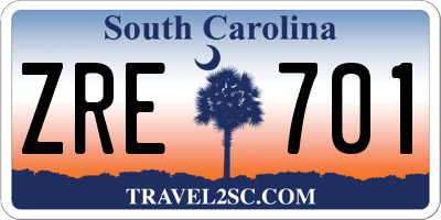 SC license plate ZRE701