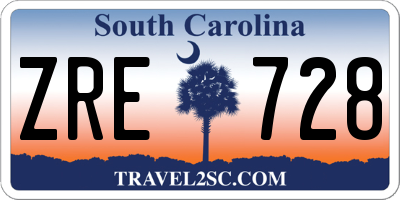 SC license plate ZRE728