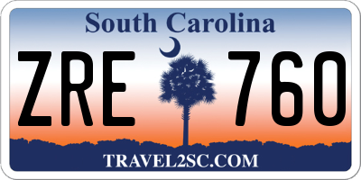 SC license plate ZRE760