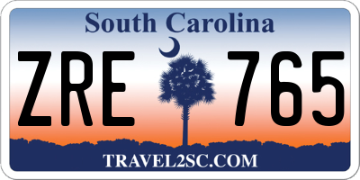 SC license plate ZRE765