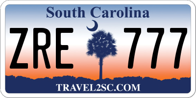 SC license plate ZRE777