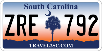 SC license plate ZRE792