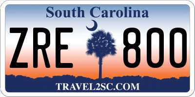 SC license plate ZRE800