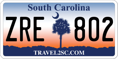 SC license plate ZRE802