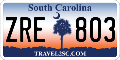 SC license plate ZRE803