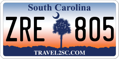 SC license plate ZRE805