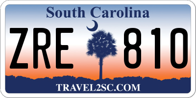 SC license plate ZRE810