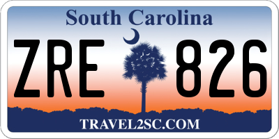 SC license plate ZRE826