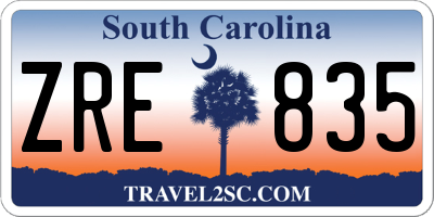 SC license plate ZRE835