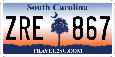 SC license plate ZRE867