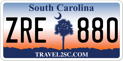 SC license plate ZRE880