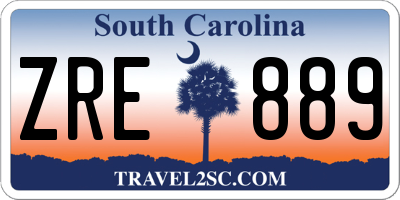SC license plate ZRE889