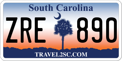 SC license plate ZRE890
