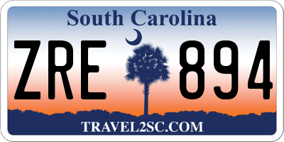 SC license plate ZRE894