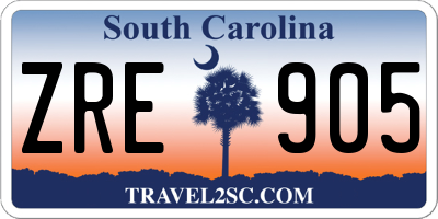 SC license plate ZRE905