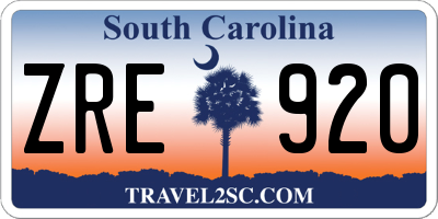 SC license plate ZRE920