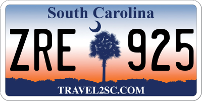 SC license plate ZRE925