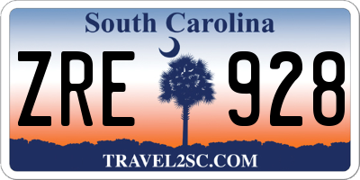 SC license plate ZRE928