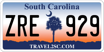 SC license plate ZRE929