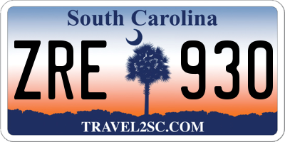 SC license plate ZRE930