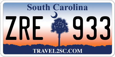 SC license plate ZRE933