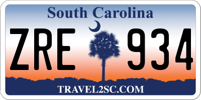 SC license plate ZRE934