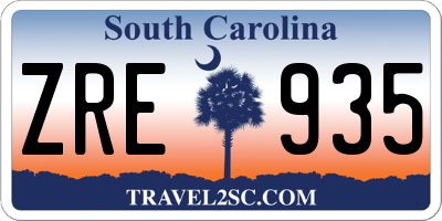 SC license plate ZRE935