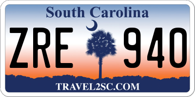 SC license plate ZRE940