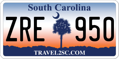SC license plate ZRE950
