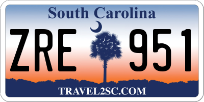 SC license plate ZRE951
