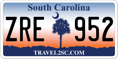 SC license plate ZRE952