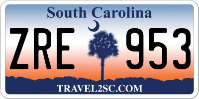 SC license plate ZRE953