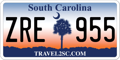 SC license plate ZRE955