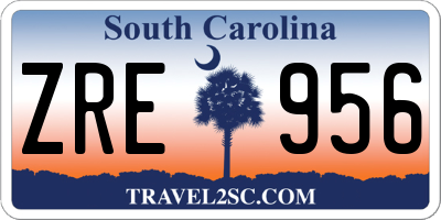 SC license plate ZRE956