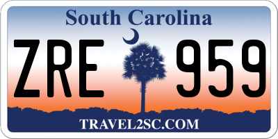 SC license plate ZRE959