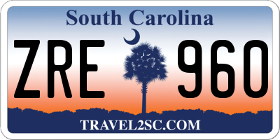 SC license plate ZRE960