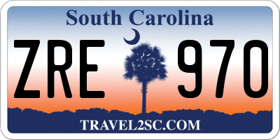 SC license plate ZRE970